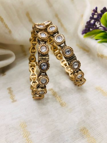 Dull Gold Polki Bangle